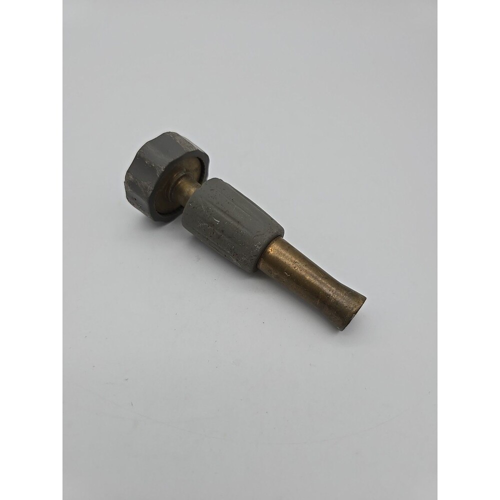 Vintage Brass Hose Nozzle with Gray Rubber Grips